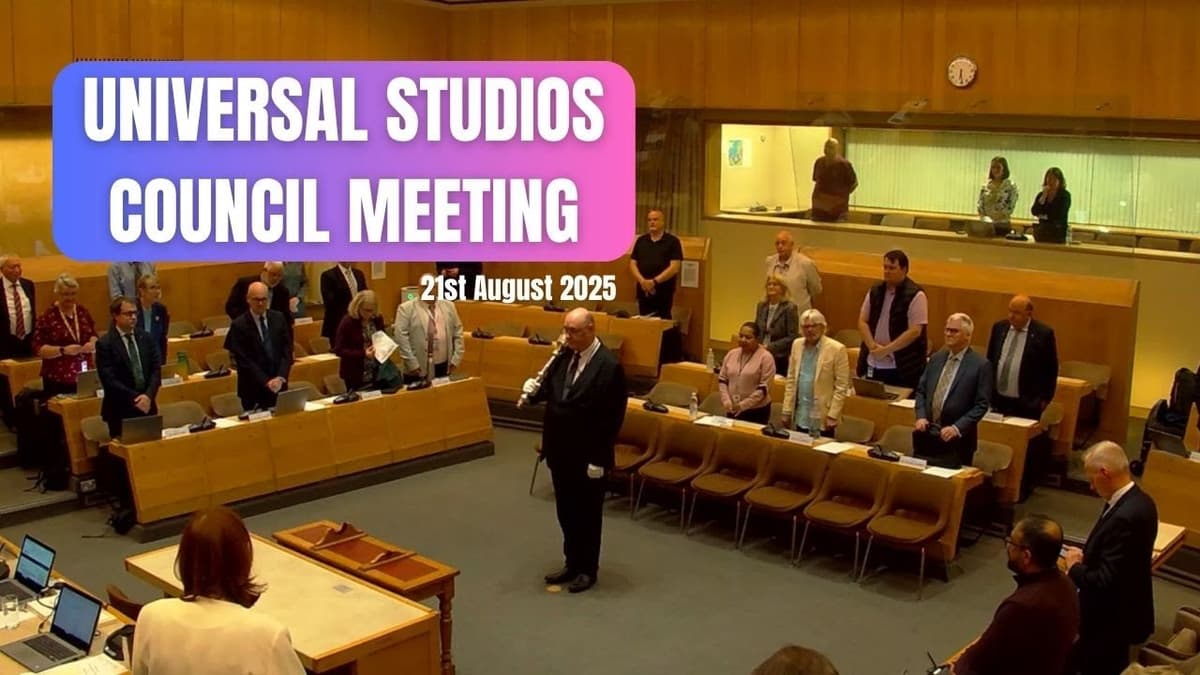 Bedford Borough Council meeting to discuss Universal Studios SDO applcation 21st August 2025.