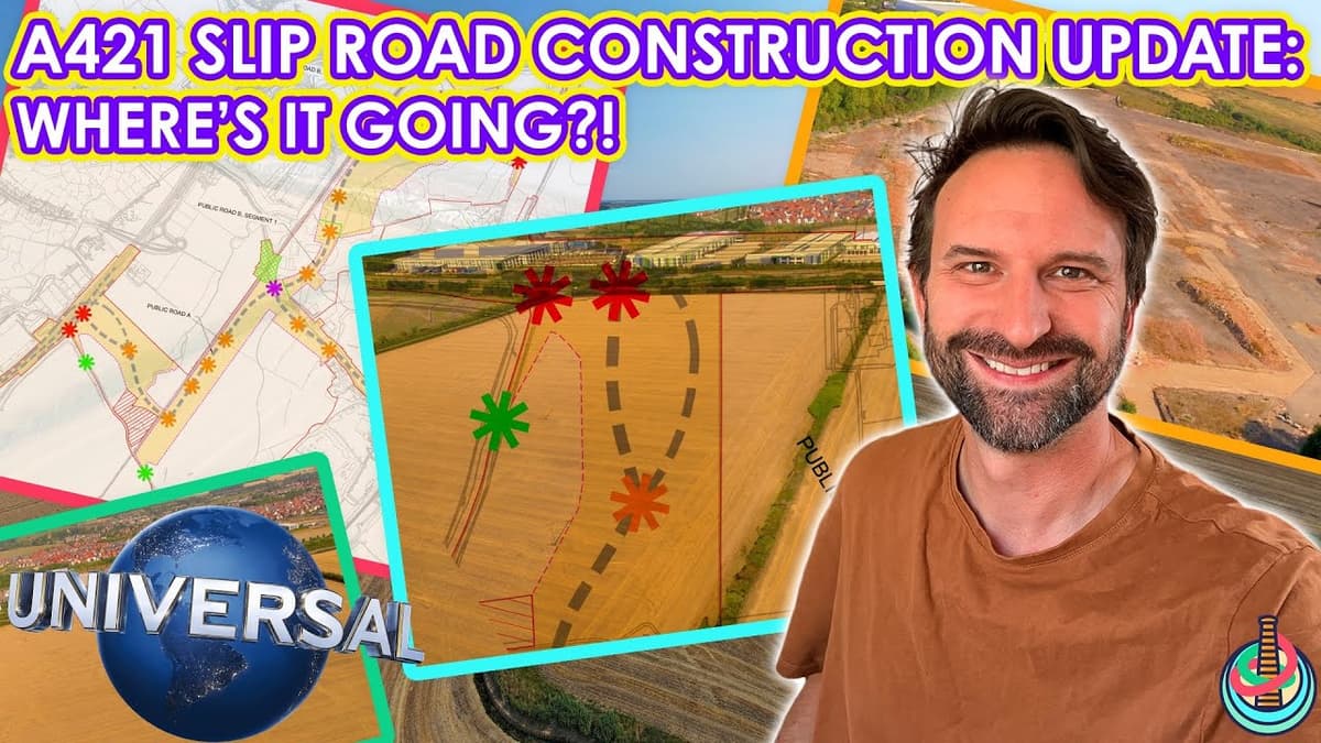 Inside Universal's New Bedford Theme Park Site! Exclusive Drone Flyover of A421 Slip Road Update